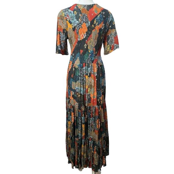 SOFT SURROUNDING Women Mirabelle Floral Print Maxi Dress Tiered V Neck size XS - Picture 4 of 8